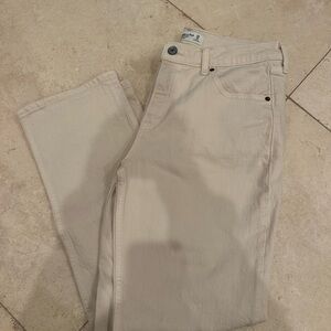 Abercrombie & Fitch Mid Rise Cream 90s Straight Leg Jeans